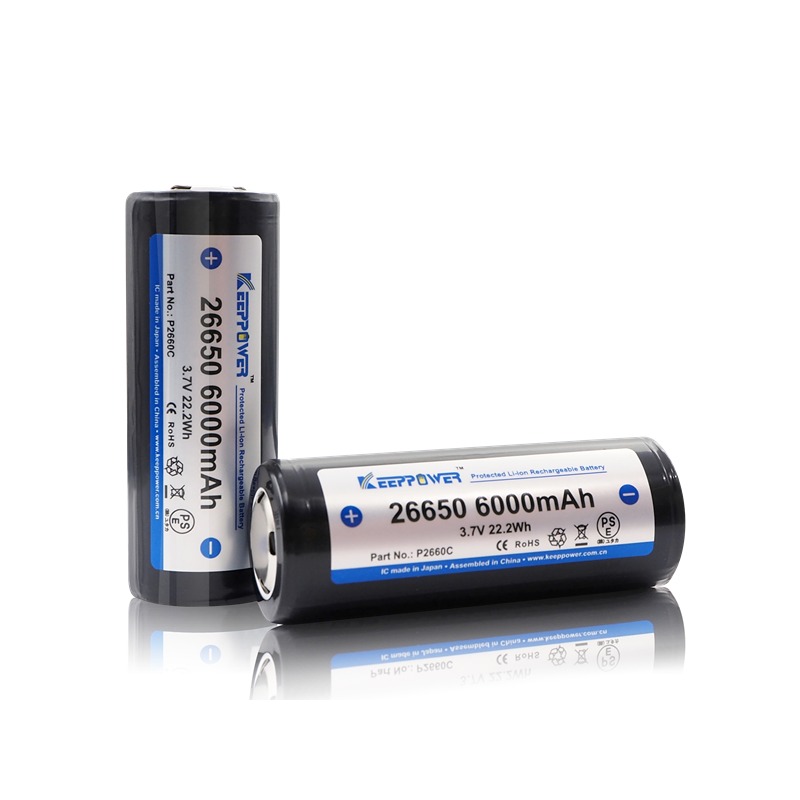 KeepPower 26650 6000mAh Protected Li-Ion Batteri (2-Pak)