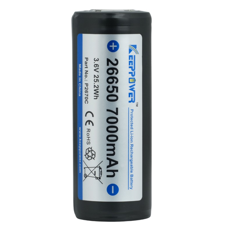 KeepPower Li-Ion Batteri 26650 7000mAh Protected (Med PCB)