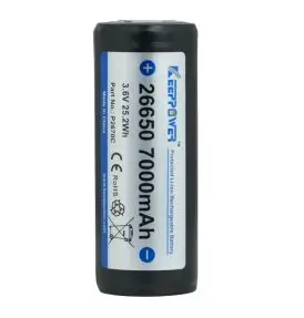 KeepPower Li-Ion Batteri 26650 7000mAh Protected (Med PCB) - Batterier