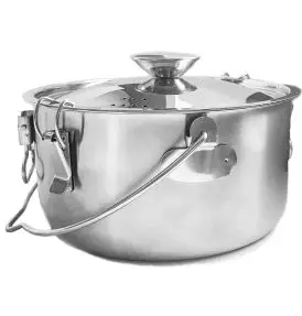 Multi gryde 4-i-1 (6 Liter) – Stor bål- og suppegryde i rustfrit stål til bål, gas og induktion - Tilbehør til Bål og Grill