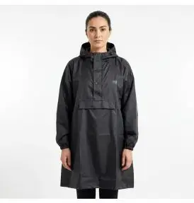 Robust Regnslag & Poncho med ærmer, knapper og lomme – Sort - 