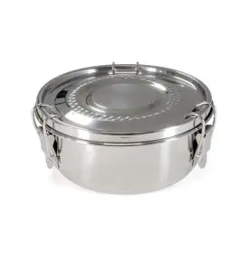 Rund Stålmadkasse & Madbeholder 0,5 L – BasicNature Rustfri Stål - 