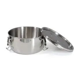 Rund Stålmadkasse & Madbeholder 0,8 L – BasicNature Rustfrit Stål - 