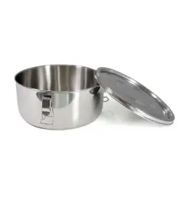 Rund Stålmadkasse & Madbeholder 1,5 L – BasicNature Rustfrit Stål - 