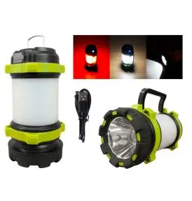 Spotlight 2-i-1 LED Campinglanterne & Lommelygte – 1000 Lumen (Med Rødlys & Powerbank) - Lygter og lanterner