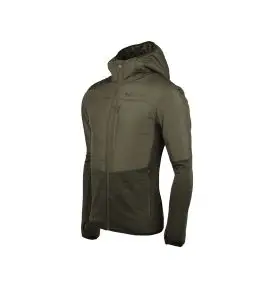 Thermo Knit Hybridjakke i Merinould & Fleece Olive green - Merino uld